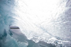 Inside a barreling wave at a secret spot near Salani Village, Samoa. 