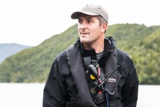 Co-owner of Heritage Expeditions, Aaron Russ, during a Heritage Expeditions voyage to Doubtful Sound, New Zealand.