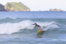 Rewa Morrison making the most of a remote East Coast beach in Northland, New Zealand.