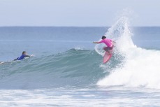 Rakiatea Tau during the Westport round of the 2023 South Island Surfing Association South Island Grom Series held at Nine Mile, Westport, New Zealand.