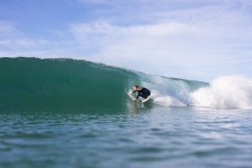 Rewa Morrison during a fun swell at Blackhead, Dunedin, New Zealand.