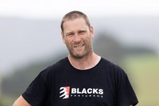 My ski driver Dave Wild at a remote reef break in the Catlins, New Zealand. Photo: Derek Morrison