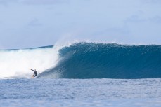 Campbell Pritchard rides a set wave in the Telo Islands, Sumatra, Indonesia.