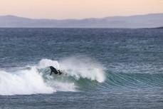 Elliott Brown during a fun winter swell at Blackhead, Dunedin, New Zealand.